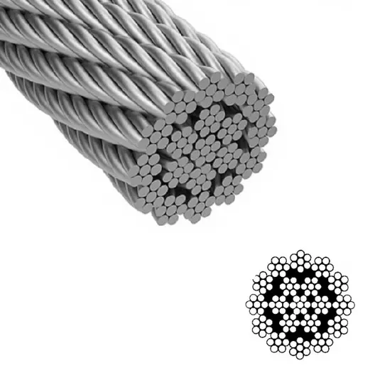 Въже стоманено QD Rigging China поцинковано  ф 6 мм, 19x7, 462 кг