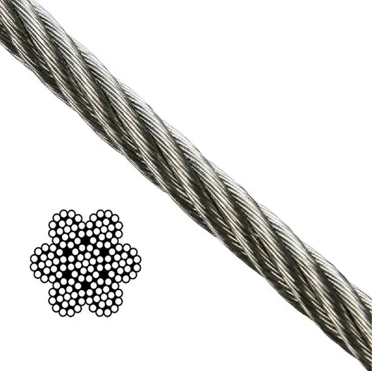 Въже стоманено QD Rigging China неръждаемо  ф 12 мм, 7x19, 1700 кг