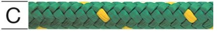 Въже Vormann синтетично плетено 16 жила, ф 8 мм, 700 кг, зелено и жълто