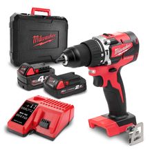 Акумулаторна ударна бормашина Milwaukee    с 2 батерии и зарядно, 18 V, 2/4 Ah, 60 Nm, 0-1800 об./мин, 1.5-13 мм M18 CBLPD-422C