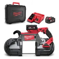 Акумулаторен лентов трион Milwaukee  с 2 батерии и зарядно, 18 V, 5 Ah, 1140 мм, M18 CBS125-502C