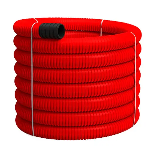 Тръба Konti електроизолационна HDPE гофрирана двупластова  ф 110 мм, 50 м, червена