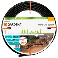 Маркуч Gardena за капково напояване с капкообразуватели  13.7 мм, 300 мм, 1.6 л/ч, черен, 50 м, Micro-Drip-System