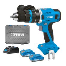 Акумулаторен винтоверт Fervi ударен   с 2 батерии и зарядно, 20 V, 2 Ah, 75 Nm, 1.5-13 мм FB20ID3AB-22B