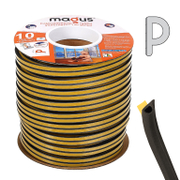 Лента Magus уплътнителна за дограма, Р-образна гума, 100 м, черна - product - 122 PRK 288