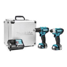 Комплект акумулаторни инструменти Makita    с 2 батерии и зарядно, DF333D, TD110D, 12 V, 1.5 Ah CLX224X