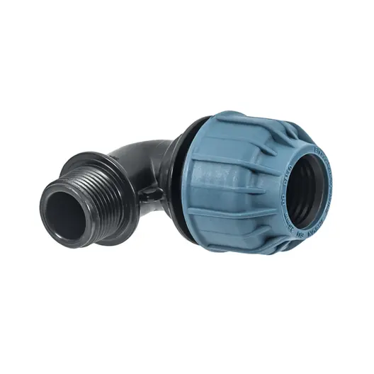 Коляно Elysee PP бърза връзка за PE тръби външна резба ф 25 мм x 3/4", 10 bar, 90 °, 362A