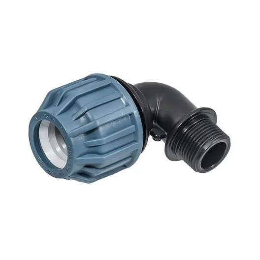 Коляно Elysee PP бърза връзка за PE тръби външна резба ф 25 мм x 1/2", 16 bar, 90 °, 332A