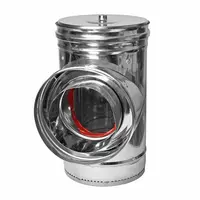 Тройник за димоотвод Kamininox Т-образен двустенен с вата неръждаем  130x180 мм, 90 °