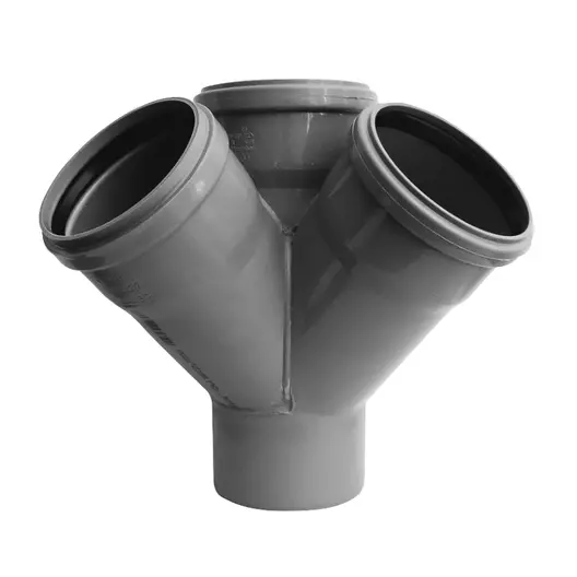 Разклонител PlastBrno PP за канализация пространствен ф 110x50x50 мм, 45 °, сив