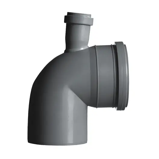Коляно PP PlastBrno за канализация с уплътнител  ф 110x50 мм, 87.5 °, сив