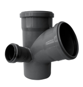 Разклонител PlastBrno PP за канализация пространствен, ляв ф 110x110x50 мм, 67.3 °, сив - product - 126 PES 404