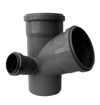 Разклонител PlastBrno PP за канализация пространствен, ляв ф 110x110x50 мм, 67.3 °, сив