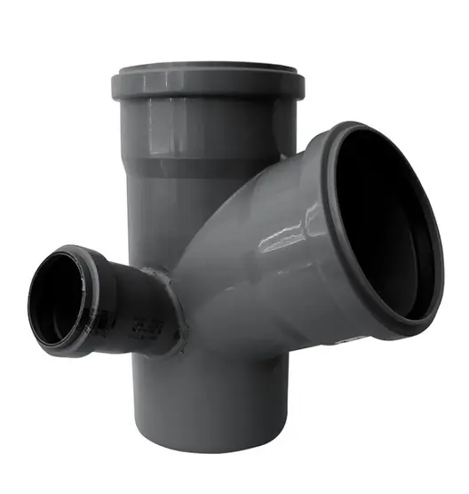 Разклонител PlastBrno PP за канализация пространствен, ляв ф 110x110x50 мм, 67.3 °, сив