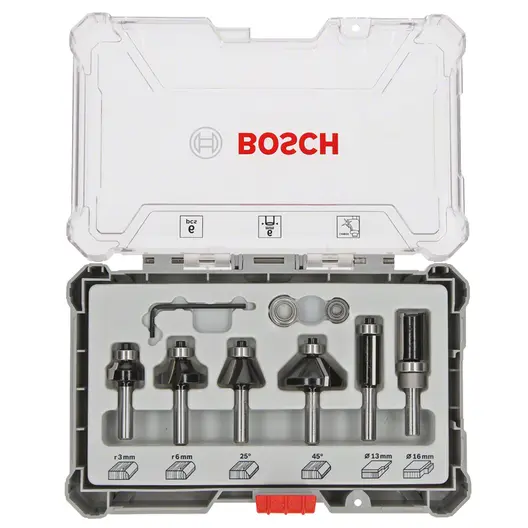 Фрезер за дърво профилен Bosch с карбидни пластини комплект  6 бр., ф 6 мм
