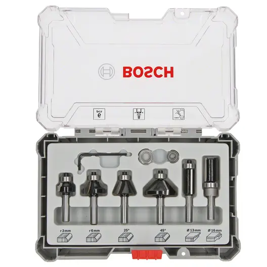 Фрезер за дърво профилен Bosch с карбидни пластини комплект  6 бр., ф 8 мм