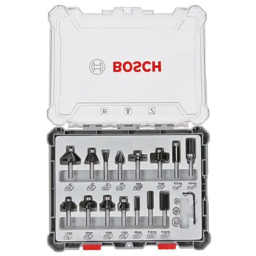 Фрезер за дърво профилен Bosch с карбидни пластини комплект  15 бр., ф 6 мм