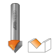 Фрезер за дърво прав CMT за V-канал от HM с 2 HW пластини  ф 38х19/63.5 мм, ф 8 мм - product - 127 TEK 491