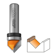 Фрезер за дърво прав CMT за V-канал от HM с 2 HW пластини  ф 19х16/55.5 мм, ф 6 мм - product - 127 TEK 518