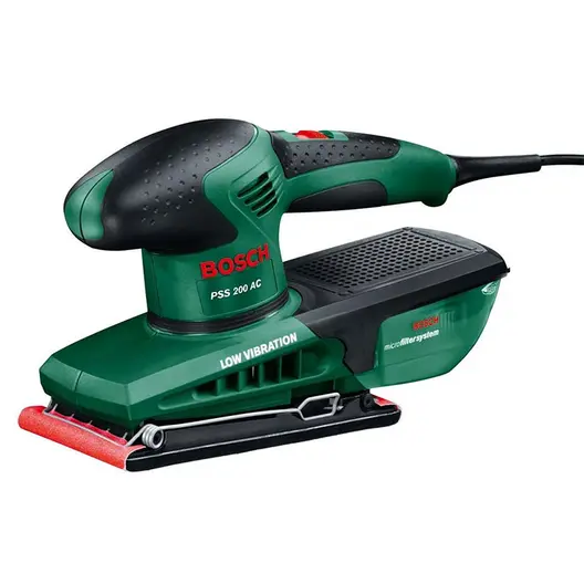 Електрически виброшлайф Bosch с правоъгълна плоча  200 W, 24 000 хода/мин, 92x182 мм, PSS 200 AC