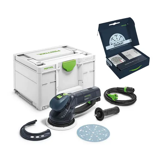 Електрически орбитален шлайф Festool с плавно регулиране  720 W, ф 150 мм, 3300-6800 об./мин, Rotex RO 150 FEQ GR-Set P