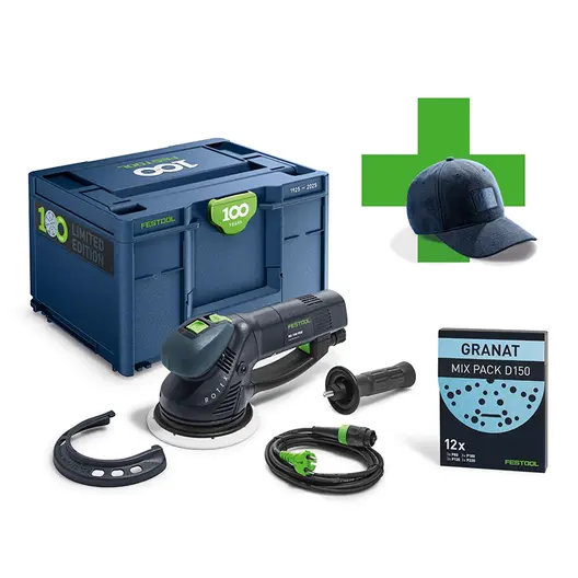 Електрически орбитален шлайф Festool с плавно регулиране  720 W, ф 150 мм, 3300-6800 об./мин, Rotex RO 150 FEQ-Plus 100Y