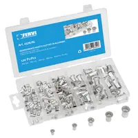 Нит гайка Fervi с периферия алуминиева комплект 120 бр., M4, M5, M6, M8, M10
