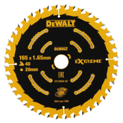 Диск циркулярен за рязане DeWALT на дърво фино напречно надлъжно с HM пластини   165 мм, 20 мм, 1.6 мм, 40 z Extreme - promo-pack - 139041