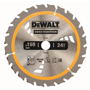 Диск циркулярен за рязане DeWALT на дърво грубо с HM пластини   190 мм, 30 мм, 1.2 мм, 24 z Construction - promo-pack - 139053