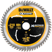 Диск циркулярен за рязане DeWALT на дърво фино напречно надлъжно с HM пластини   210 мм, 30 мм, 1.8 мм, 60 z Extreme Runtime - promo-pack - 139086