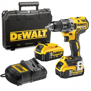 Акумулаторен винтоверт DeWALT с безчетков двигател с 2 батерии и зарядно, 18 V, 5 Ah, 70 Nm, 1.5-13 мм DCD791P2