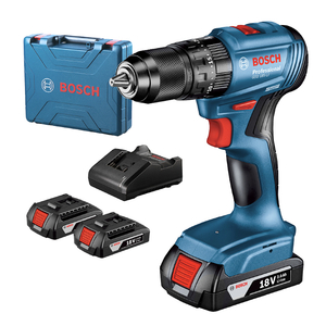 Акумулаторен винтоверт Bosch с безчетков двигател с 3 батерии и зарядно, 18 V, 2 Ah, 50 Nm, 1.5-13 мм GSB 185 Li