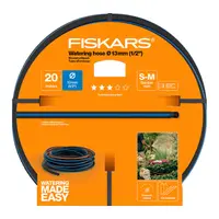 Градински маркуч за поливане Fiskars PVC 3-слоен армиран  13 мм, 20 м, черен с цветна маркировка