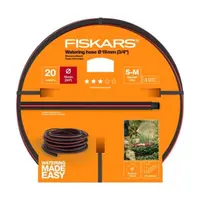 Градински маркуч за поливане Fiskars PVC 3-слоен армиран  19 мм, 20 м, черен с цветна маркировка