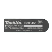 Етикет Makita за винтоверт  BHP451RFE - product - MKT6053622