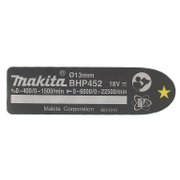 Етикет Makita за винтоверт  BHP452RFE - product - MKT6053625