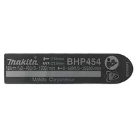 Етикет Makita за винтоверт  BHP454RFE, BHP454Z