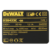 Етикет DeWALT за ъглошлайф  D28432C - product - DWT6000721
