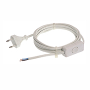 Кабел as - Schwabe захранващ с ключ 2x0.75 кв.мм, 3 м, H03VVH2-F, бял - product - UNI6000002