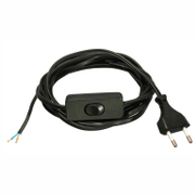 Кабел as - Schwabe захранващ с ключ 2x0.75 кв.мм, 3 м, H03VVH2-F, черен - product - UNI6000003