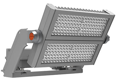 LED прожектора Floodlight Max (IK08 и IP66) предлага ослепителна яркост (до 164 000 lm) и отлична енергийна ефективност (до 137 lm/W).